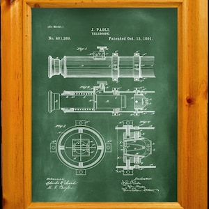 Antique Telescope Patent Print|Blueprint Poster Wall Art|Telescope Design INSTANT DOWNLOAD|Nautical Art Gift For Him| Vintage Poster Print