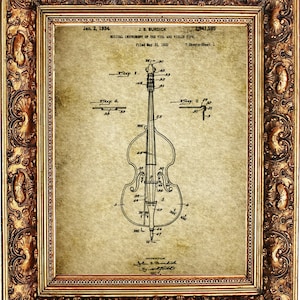 Violin Musical Instrument Poster|Poster Wall Art Illustration Print|Classical Music Art Patent Print|Violin Blueprint Musician Gift Print|