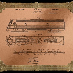 Railway Train Lover&#39;s Art Print|Locomotive Poster Art Patent Print|Train Wall Art Digital Download Gift|Railway Car Blueprint Decor|Gift
