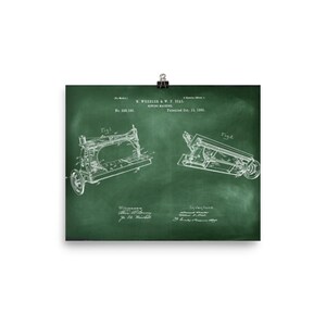 Vintage Sewing Machine Art|Sewing Machine Patent Print Unframed|Patent fashion Chalkboard|Home decor Artwork Sewing Machine|Gift for Mom