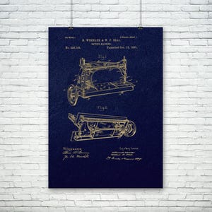 Sewing Machine Patent Print|Vintage Art Sewing Gift|Craft Room Decor|Original Sewing Machine 1885|Patent Print Wall Decor|Gift For Her|Sew