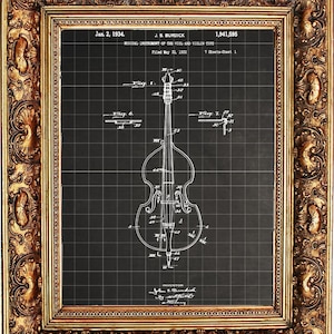 Vintage Violin Blueprint Wall Art Decor|Musical Instrument Poster Home Decor|Violin Classical Music Art Gift|Violin Patent Poster Download
