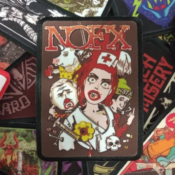 NOFX coudre sur bande de patch rock metal merch veste accessoires style tournée thrash crossover grind core punk pennywise drapeau noir cerveaux skate