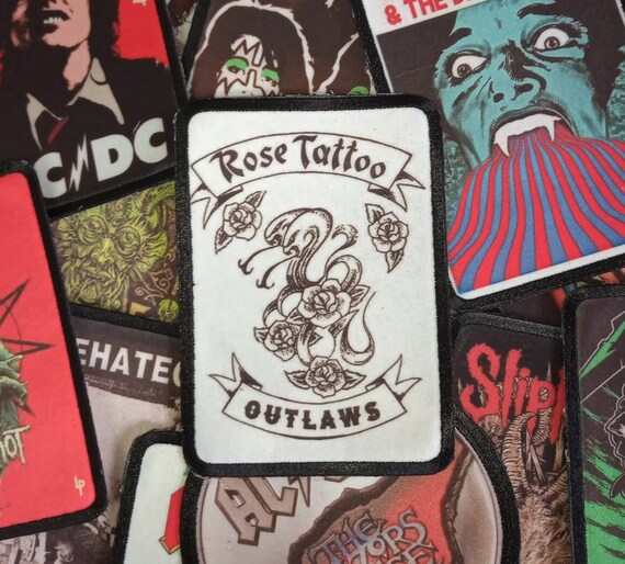 Rose Tattoo Sew On Band Patch Acdcrock Accessoriesjacket Etsy