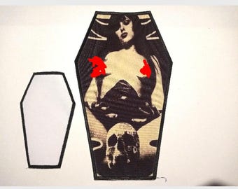 Doom Woman Coffin Patch: 10" Sew-On, Stoner Rock Metal