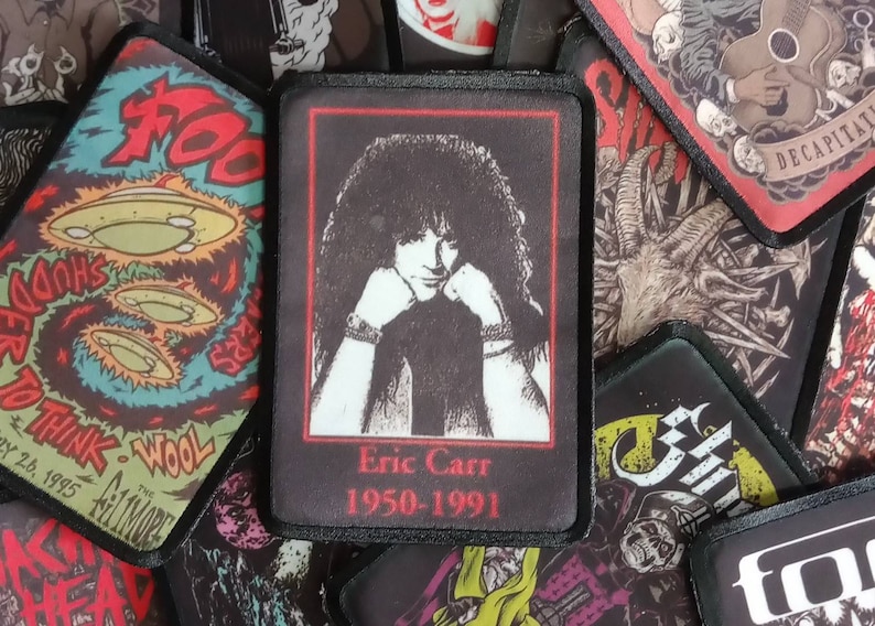 Eric Carr kiss sew on patch band rock metal merch jacket accessories vintage design