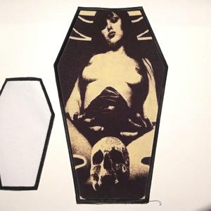 Doom Woman Coffin Patch: 10&quot; Sew-On, Stoner Rock Metal