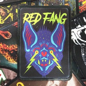 Opnaaibare patch rode hoektand: accessoire jack stoner rockband