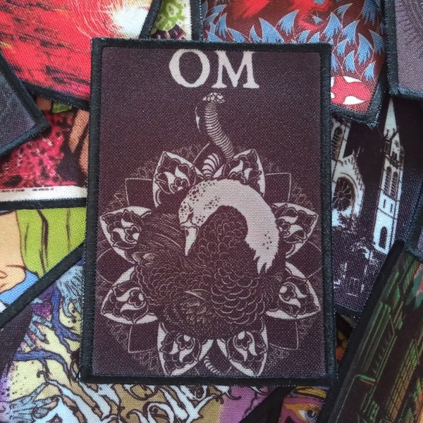 OM sew on patch. Stoner rock doom metal merch band desert sleep wizard acid