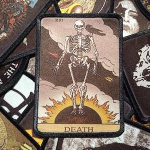Death Tarot Karte Patch zum Aufnähen. Rock,Metal, Accessoires Jacke Witch Gothic Emo