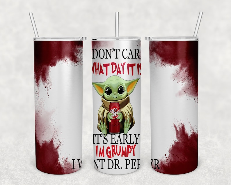 Baby yoda Dr. Pepper PNG 20oz straight tumbler wrap | Etsy