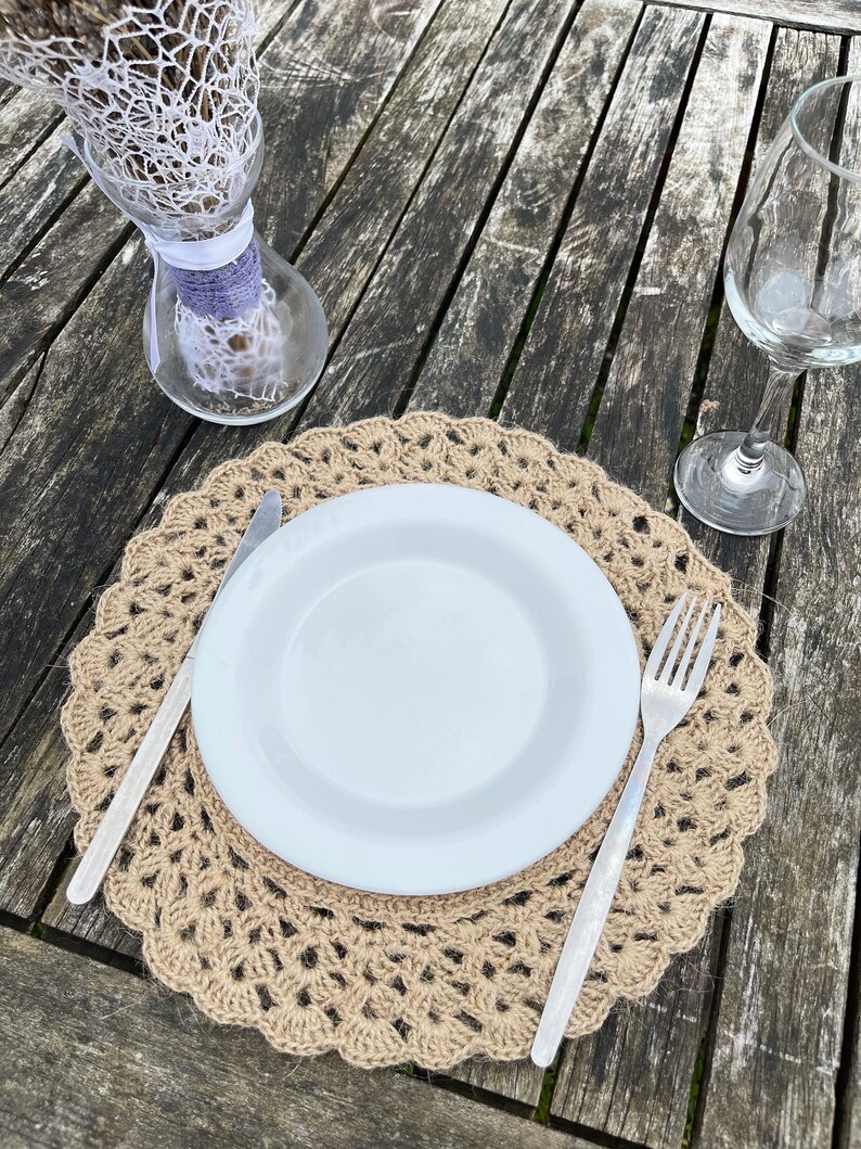 Doilies Jute Placemats round Placemats Crochet Jute Rope Etsy