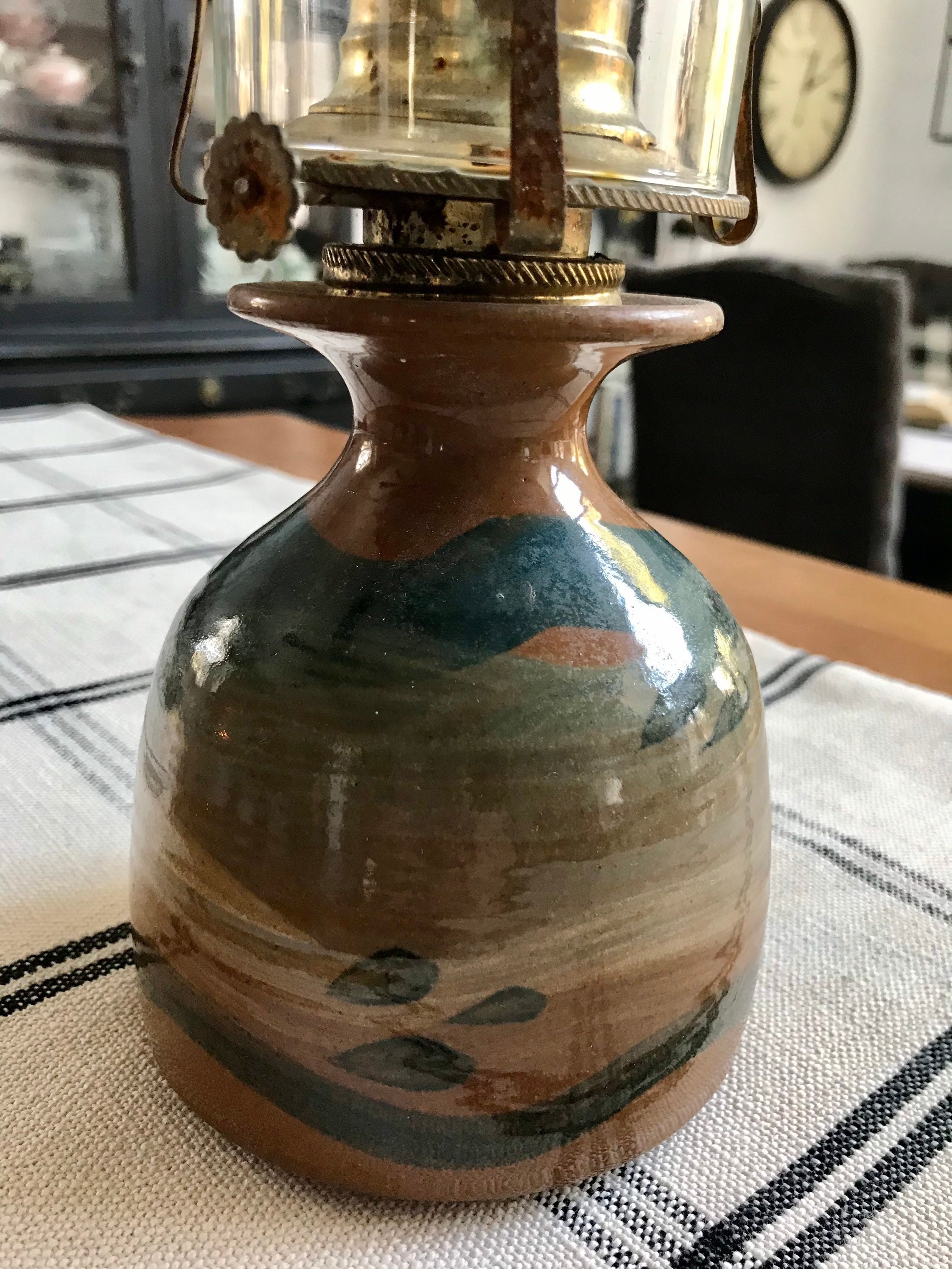 Tater Knob Pottery Hurricane Lamp Etsy