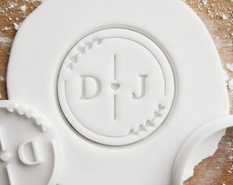 Personalised Wedding Initials Cookie Cutter and Imprint Fondant Stamp, Wedding and Anniversary Favours
