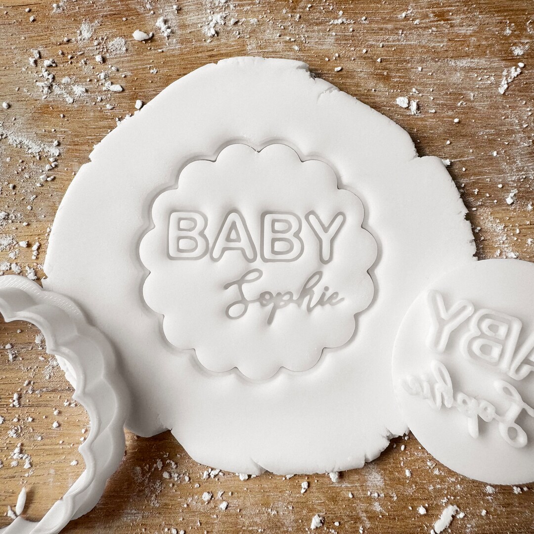 Personalised Baby Shower Cookie Cutter and Fondant Stamp, Custom Name ...