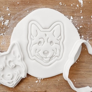 Cortador de galletas y sello de fondant de perro husky, regalos de fiesta para perros, golosinas para perros, galletas de regalo