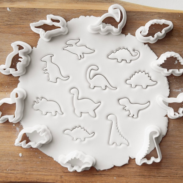 Dinosaur Cookie Cutters, Dino Shaped Cutters, Mini to Large Dinos for Biscuits or Jewellery