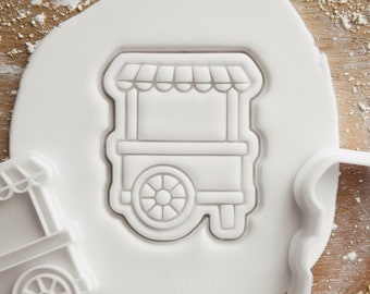 Cart Cookie Cutter and Fondant Stamp, Party Favours, Ice Cream Cart, Sweet Cart, Flower Cart, Biscuit Gift