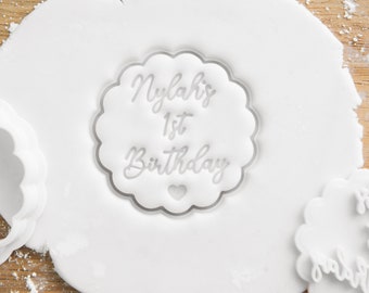 Personalised Birthday Cookie Cutters and Fondant Stamps, Custom Party Favours, Biscuit Gift