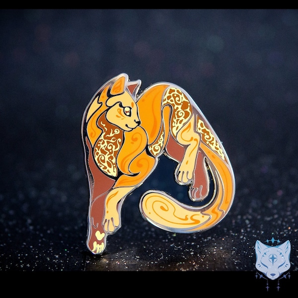 Venus Cat Planet Enamel Pin – Gold Space Cat (45mm)