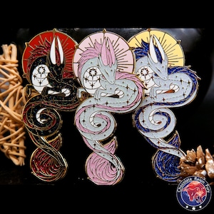 Draco Constellation Standard Enamel Pin - 75mm/2.95&quot; Tall Draco enamel pin, Dragon Constellation Pin Badge, Dragon Pin Badge