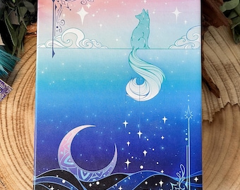 Celestial Fox Hardback PU Leather Journal / Notebook