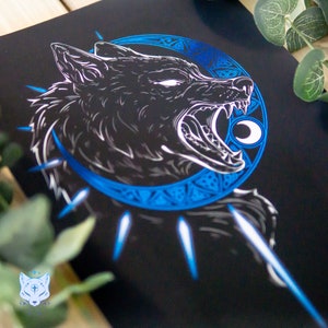 Devour the Moon - A4 Hati Blue Foil Print