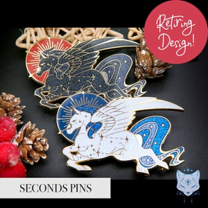 Pegasus Constellation **SECONDS - RETIRING** Enamel Pin - 70mm/2.75&quot; Long Pegasus enamel pin, Constellation Pin Badge, Greek Mythology Pin