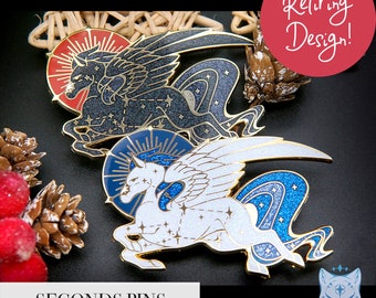 Pegasus Constellation **SECONDS - RETIRING** Enamel Pin - 70mm/2.75" Long Pegasus enamel pin, Constellation Pin Badge, Greek Mythology Pin