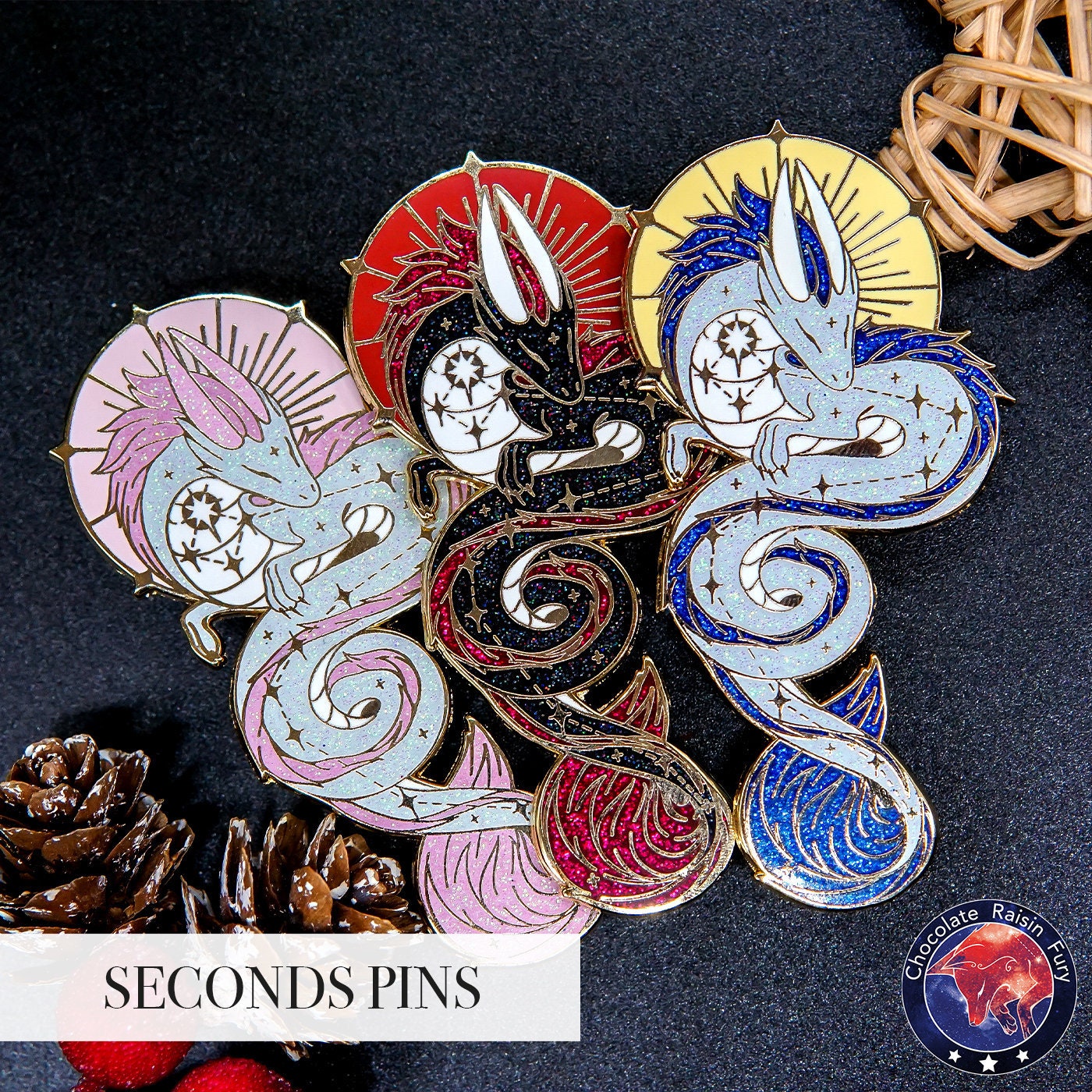 Draco Constellation **SECONDS** Enamel Pin - 75mm/2.95" Tall Dra…