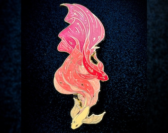 MilkyWay Dawn Koi Pin  -  3.5" Pearlescent & screen-printed space pins (seconds grade)