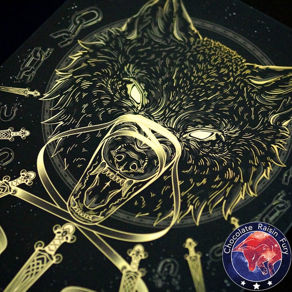 Fenrir Gold Foil Print Wolf Print Norse Print Wolf Etsy Fenrir Gold Foil Print Wolf Print Norse Print Wolf Etsy