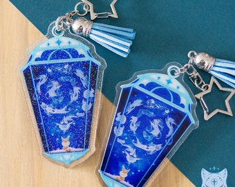 Eeveelution Galaxy Lantern double sided Keyring - acrylic keychain available with or without glitter