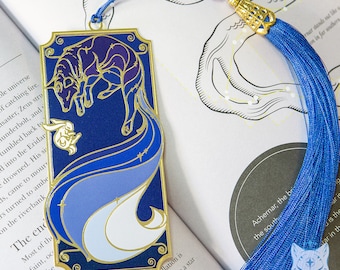 Blaues Galaxy Fuchs Metall Lesezeichen mit Quaste: Geschenk für Buchliebhaber