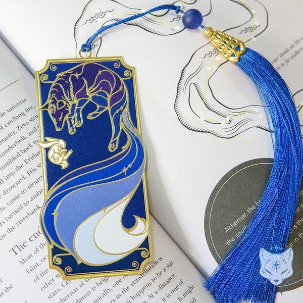 Blue Galaxy Fox Metal Bookmark - 11cmx5.2cm Metal Bookmark, Book Accessories, Book Lovers Gift