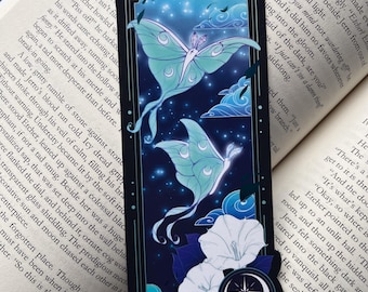 Luna Moth Bookmark with teal foil detail