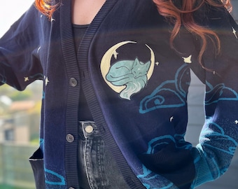 Black and Teal Celestial Fox Cardigan