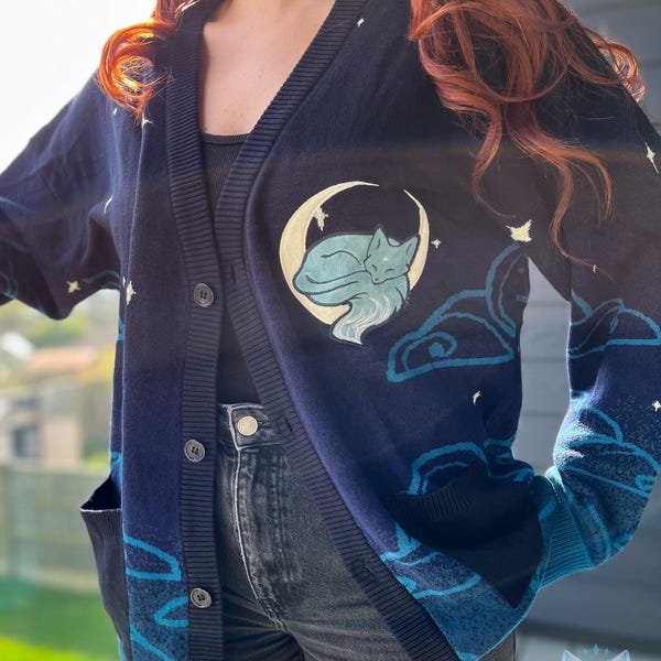 Kardigan Celestial Fox w kolorze czarno-turkusowym