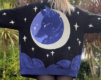 Black & Purple Celestial Fox Cardigan (retiring design!)