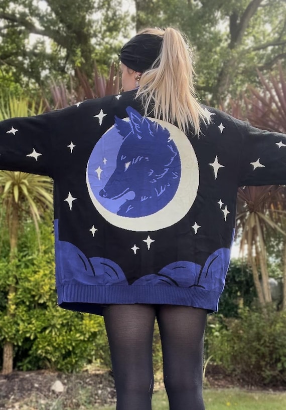 Black & Purple Celestial Fox Cardigan (retiring design!)