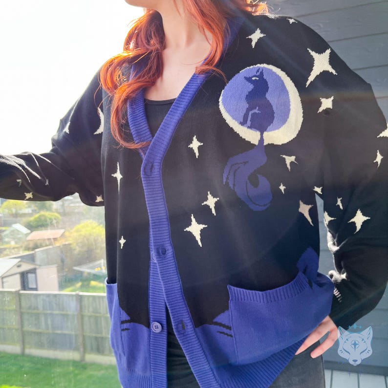 Black & Purple Celestial Fox Cardigan (retiring design!) image 2