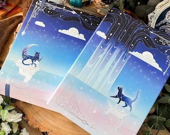 Celestial Cats Hardback PU Leather Journal / Notebook