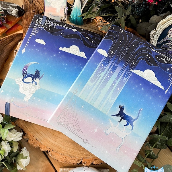 Celestial Cats Hardback PU Leather Journal / Notebook