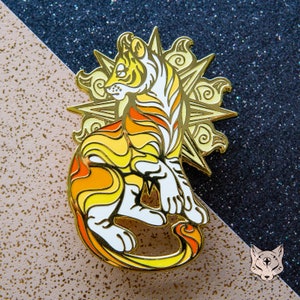 Sun Cat Planet Pin - 65mm/2.55" tall Space Cat enamel pin, Cat Planet pin, lapel pin, Sun Cat, Space Pin