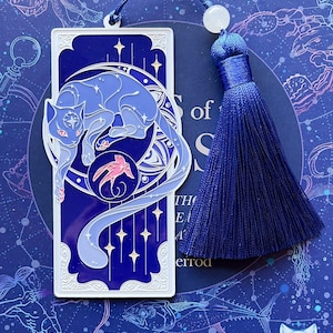 Marcapáginas de gato Estrella del Norte / Azul/Blanco