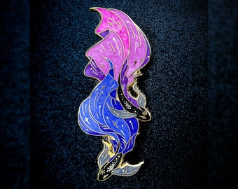 MilkyWay Midnight Koi Pin  -  3.5" Pearlescent & screen-printed Fish Pins