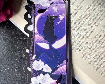 Purple and Black Fox Bookmark with foil detail