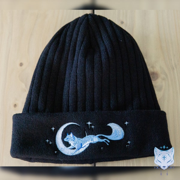 Moon Fox Beanie - *Fleece lined* - extra warm beanie hat.