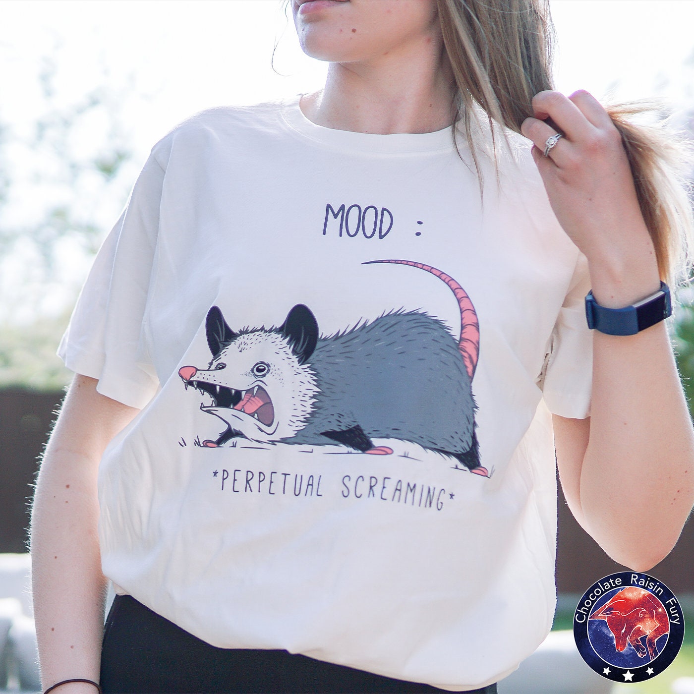 Off-white Coloured Mood Possum Tee vegan/organic T-shirt. - Etsy UK