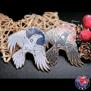 Corvus Constellation Standard Grade Pin - 55mm/2.16&quot; Tall Corvus enamel pin, Constellation Pin Badge, Raven Pin Badge, Greek Mythology Pin